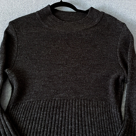 Midi Sweater Dress SZ Med Academia School Girl Retro Pleats Grey College Chic - Picture 3 of 10